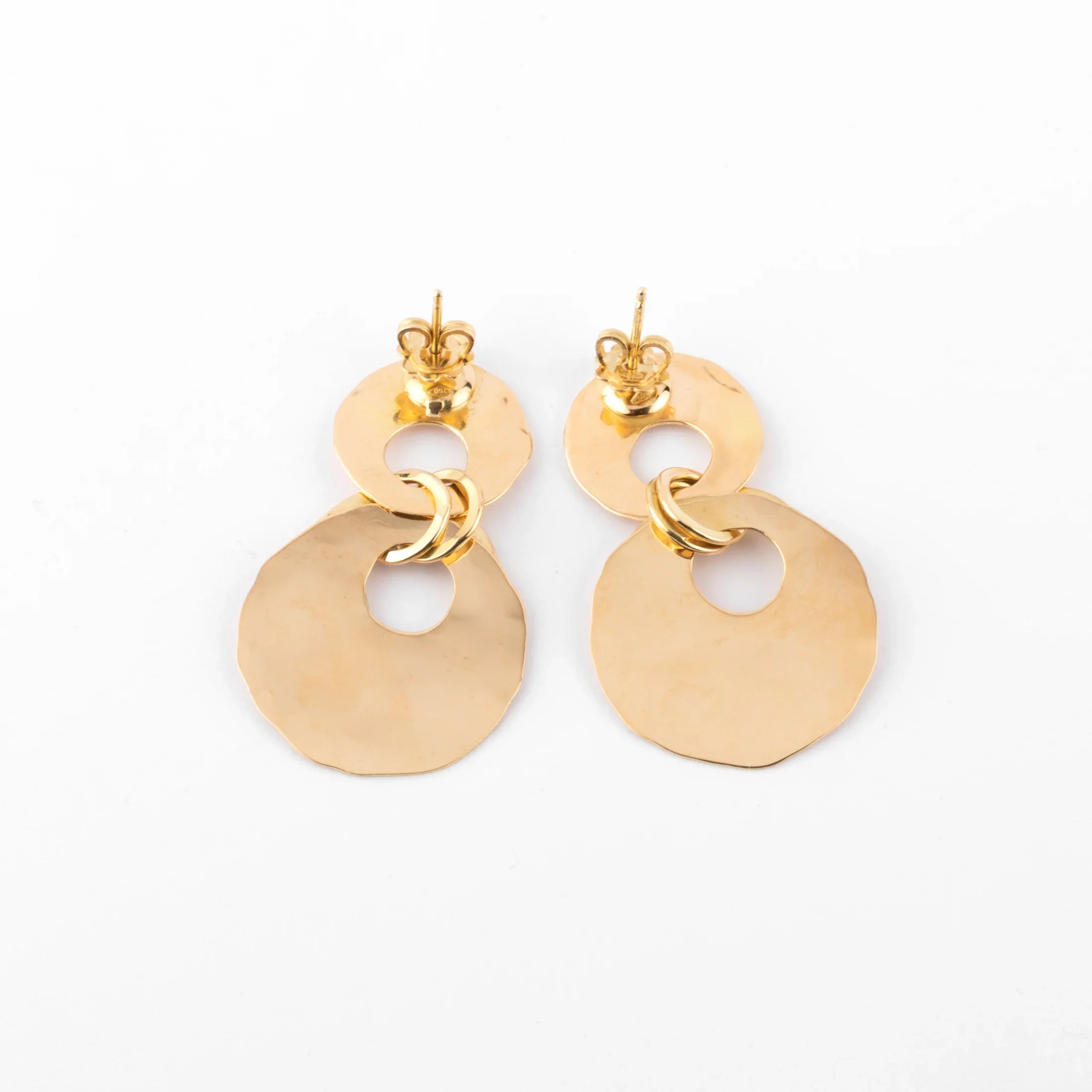 Boucles d'oreilles or jaune martelé