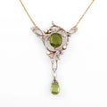 Napoleon III Yellow Gold and Silver Necklace with Peridot