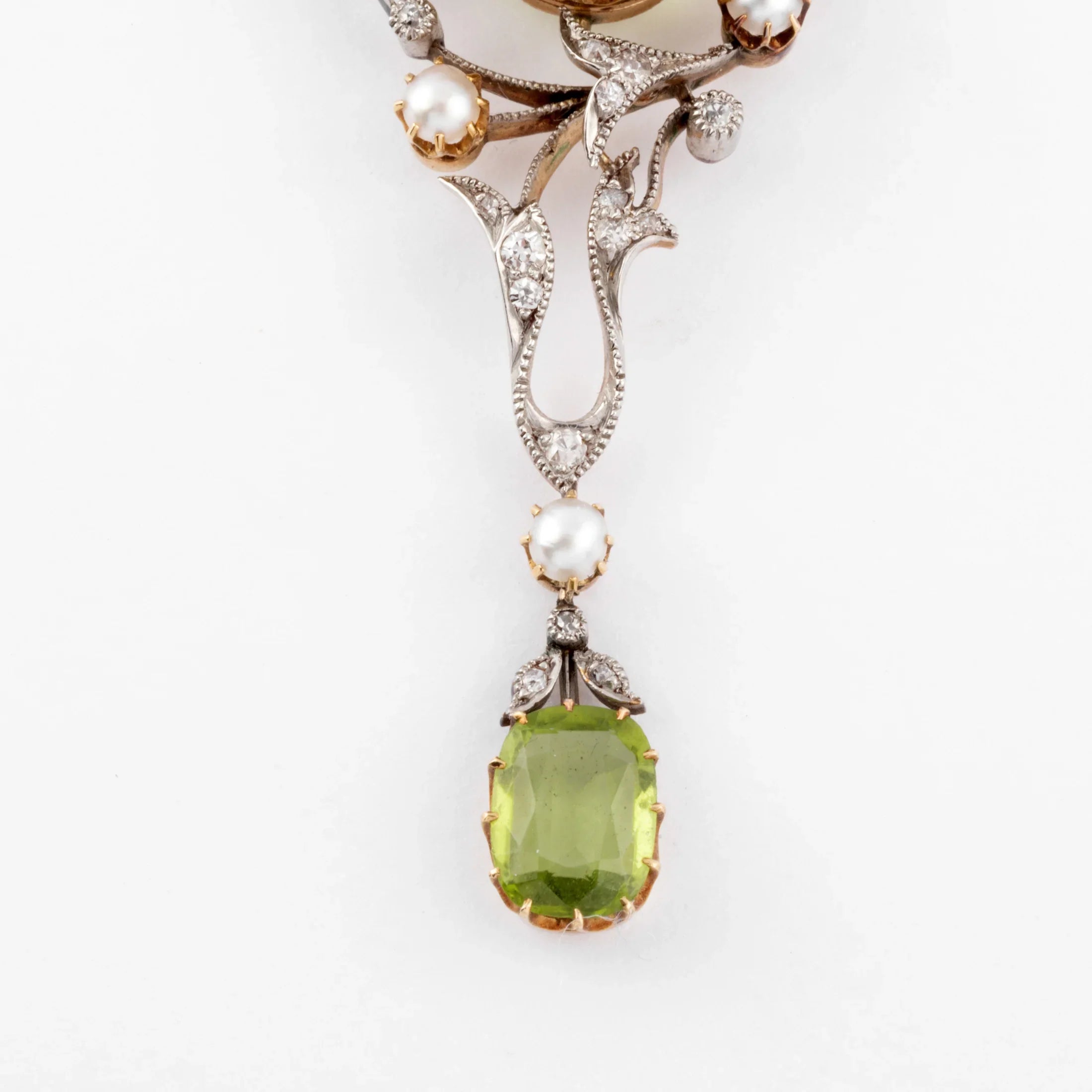 Collier or jaune et Argent Napoléon III orné de Péridot