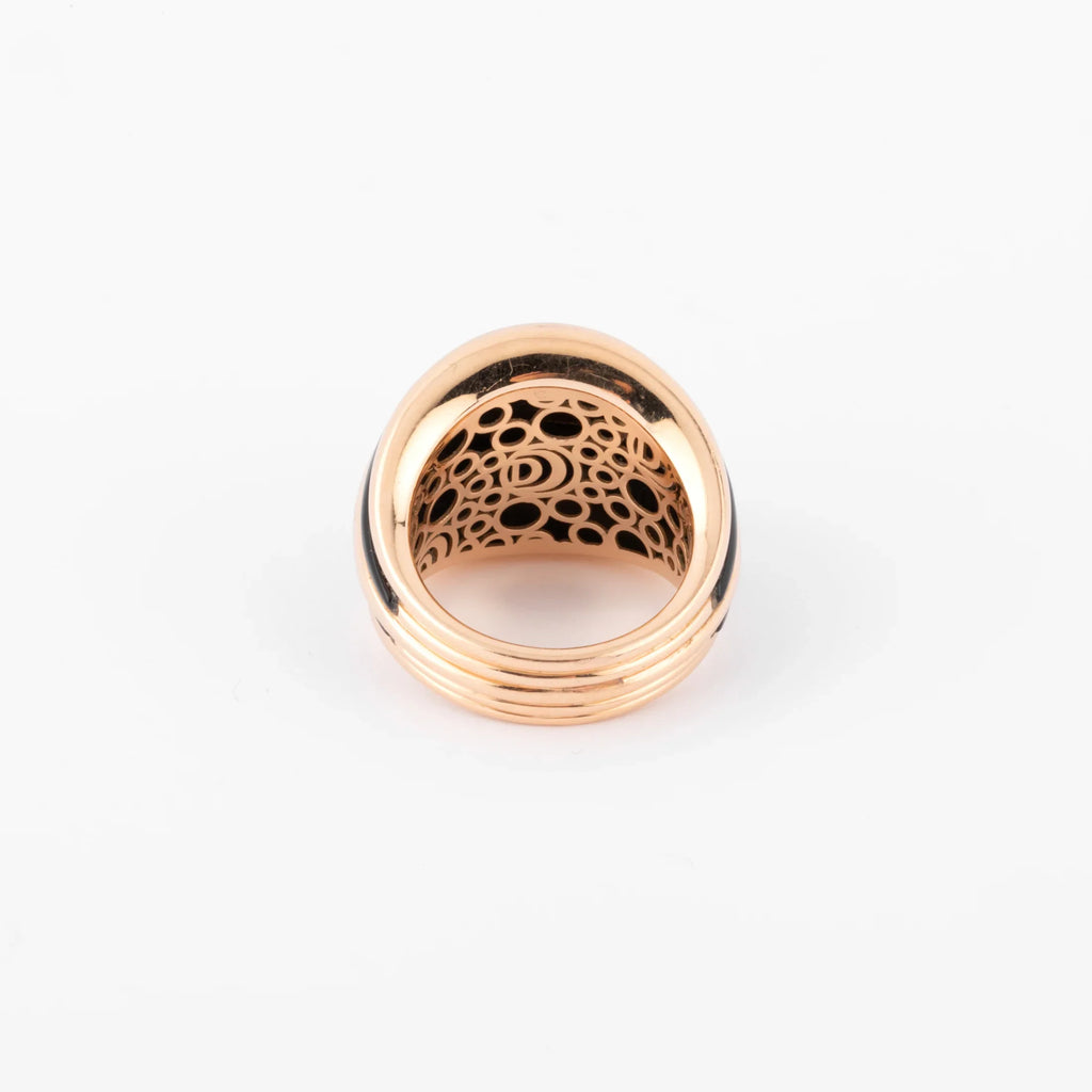 Damiani pink gold and onyx band ring
