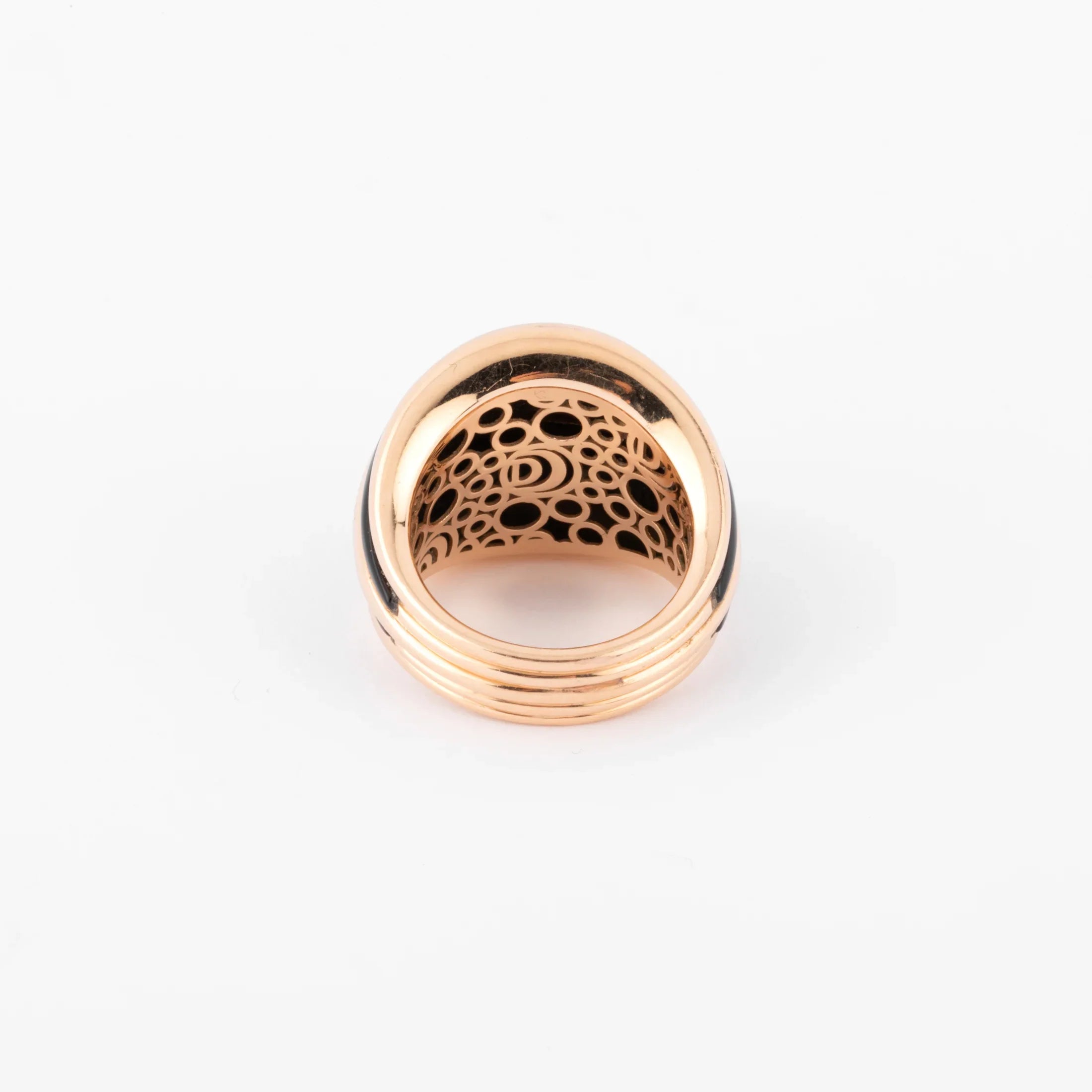 Damiani pink gold and onyx band ring