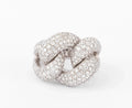 Paved diamond curb chain ring in white gold