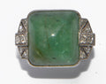 Platinum and sugarloaf emerald ring
