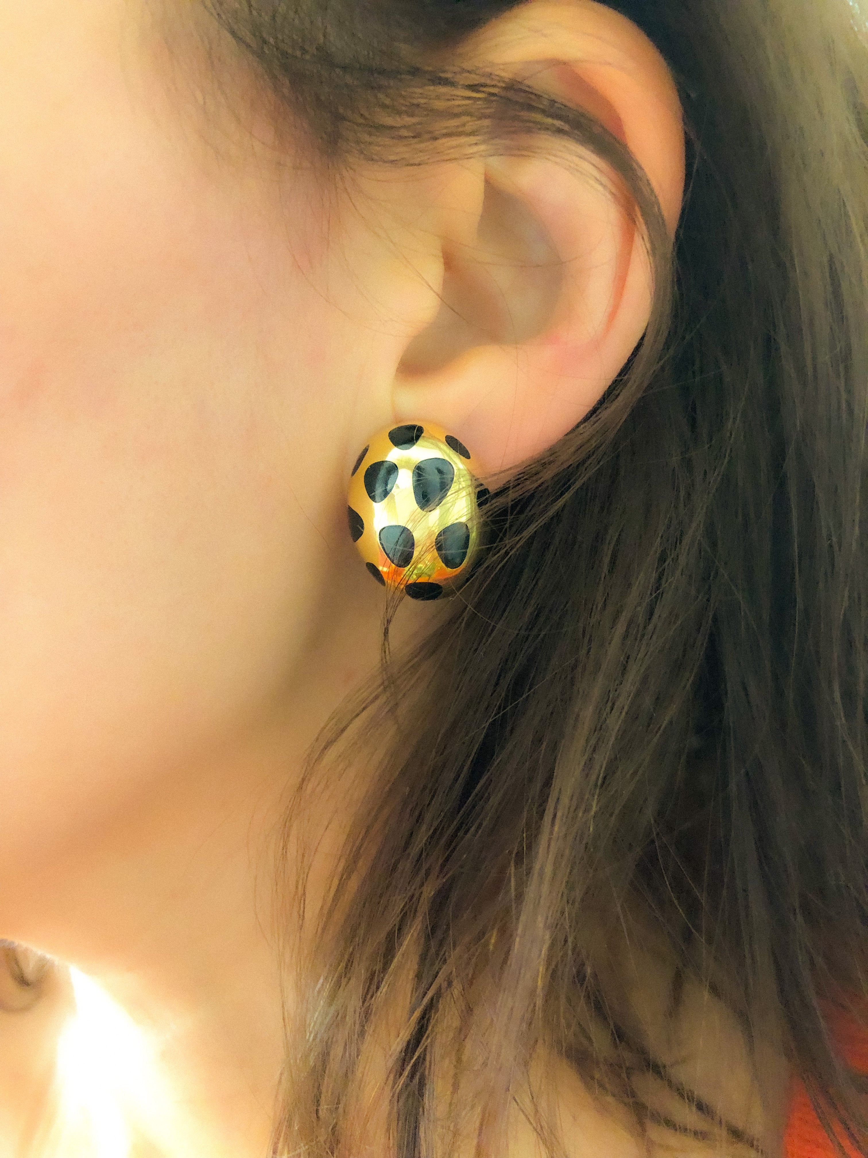 Boucle d'oreilles or jaune et jade noir Angela Cummings pour Tiffany
