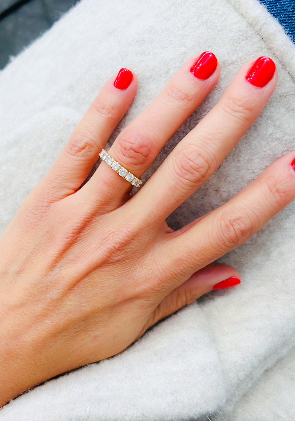 American diamond and gold wedding band