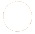 Yellow gold necklace interspersed with 9 diamonds on a cable chain in bezel settings.