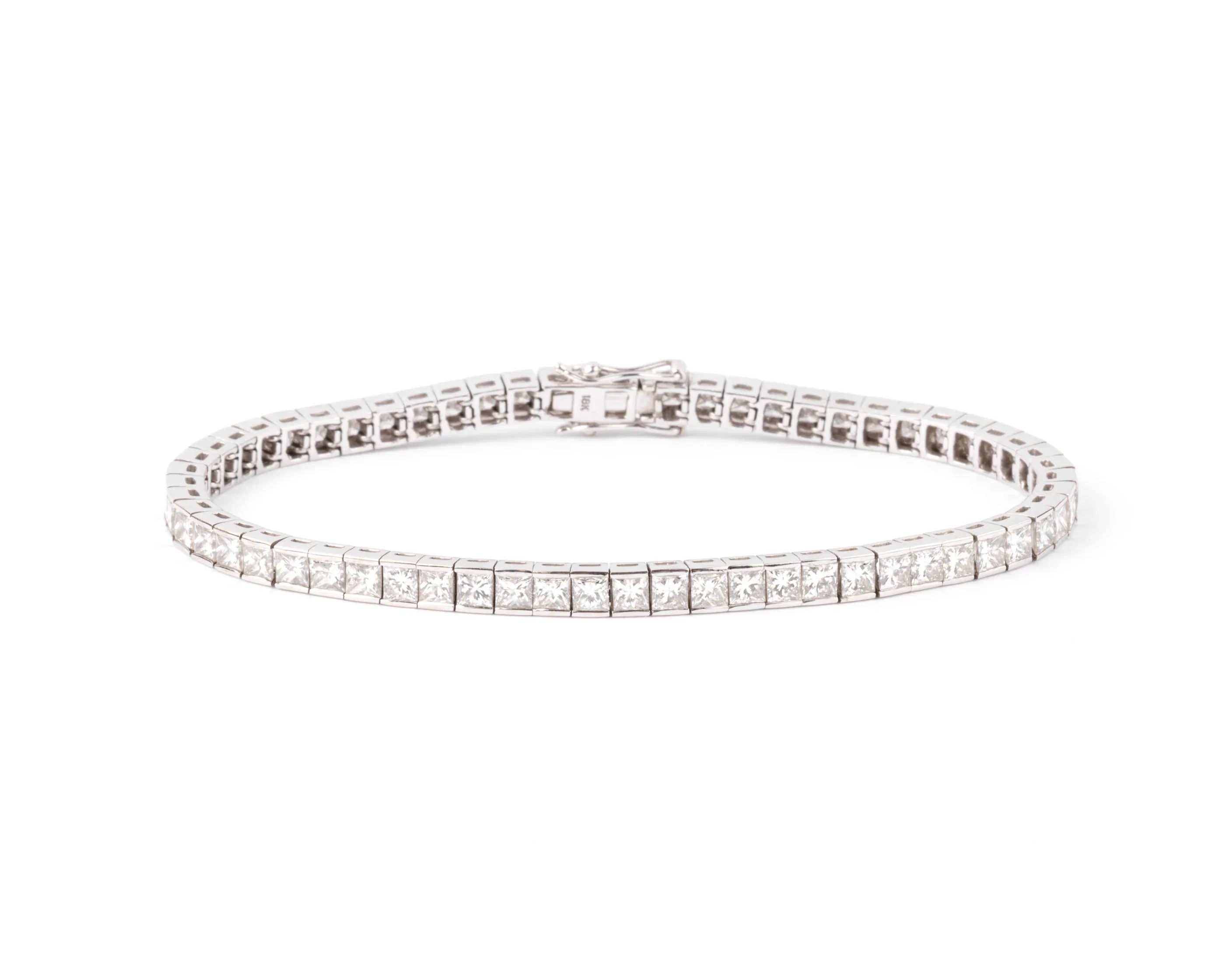 Princess-cut diamond line bracelet in white gold
