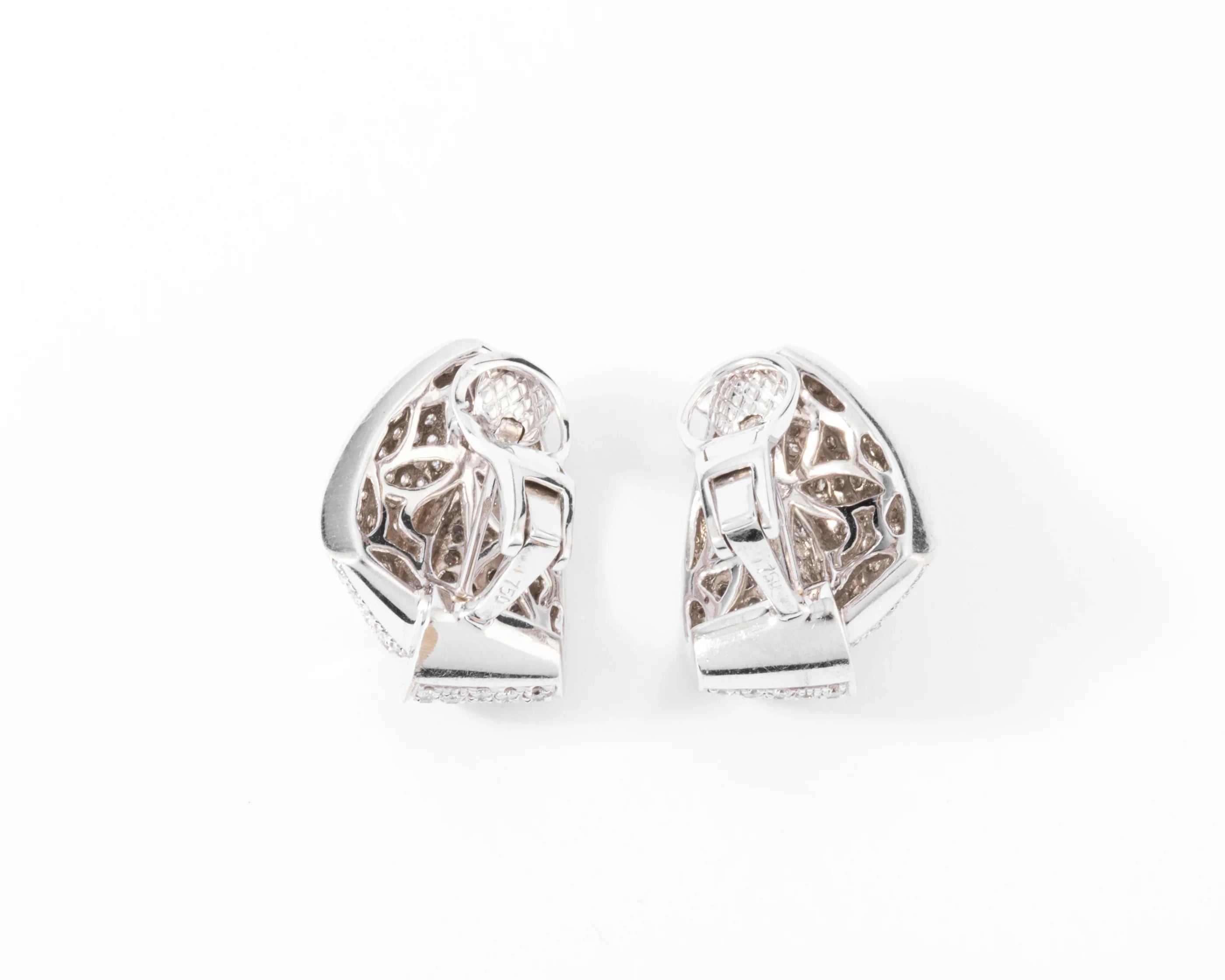 Double créole en or gris et diamant