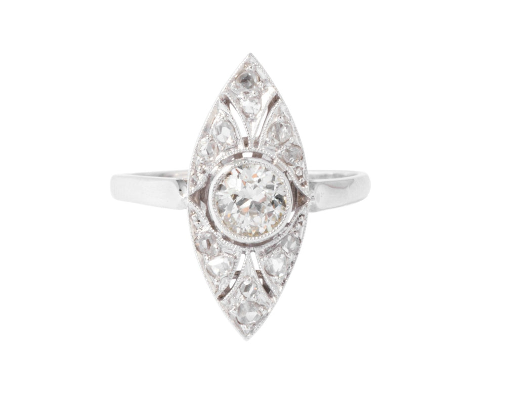 Platinum and diamond marquise ring