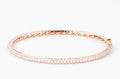 Rose gold open bangle bracelet set with 3 rows of diamonds
