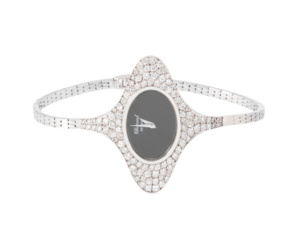 Oval Watch White Gold Diamonds Chopard 1970s