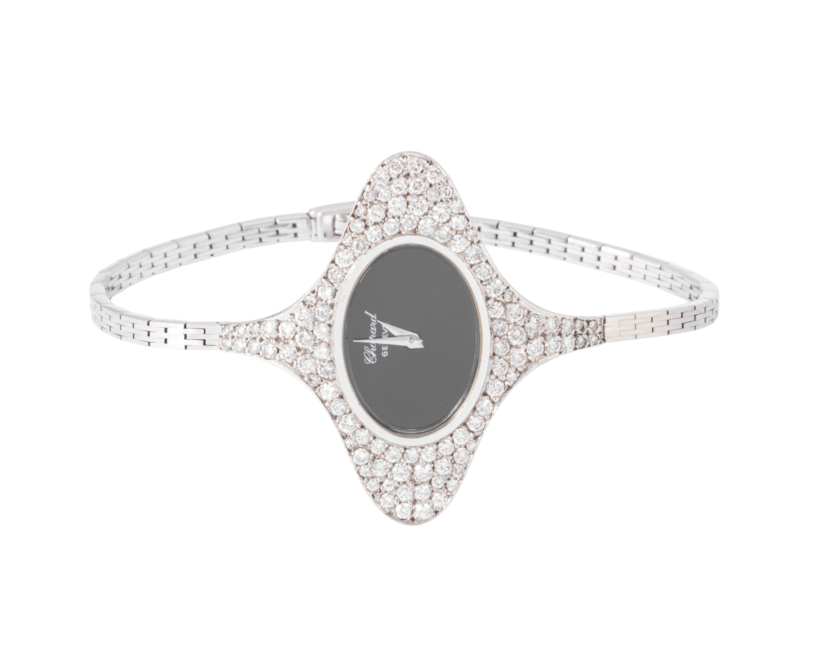 Oval Watch White Gold Diamonds Chopard 1970s