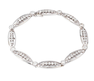 Bracelet or platine et et diamant formant des maillons ovales
