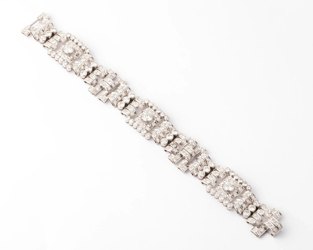Art Deco platinum and diamond bracelet with rectangular motifs