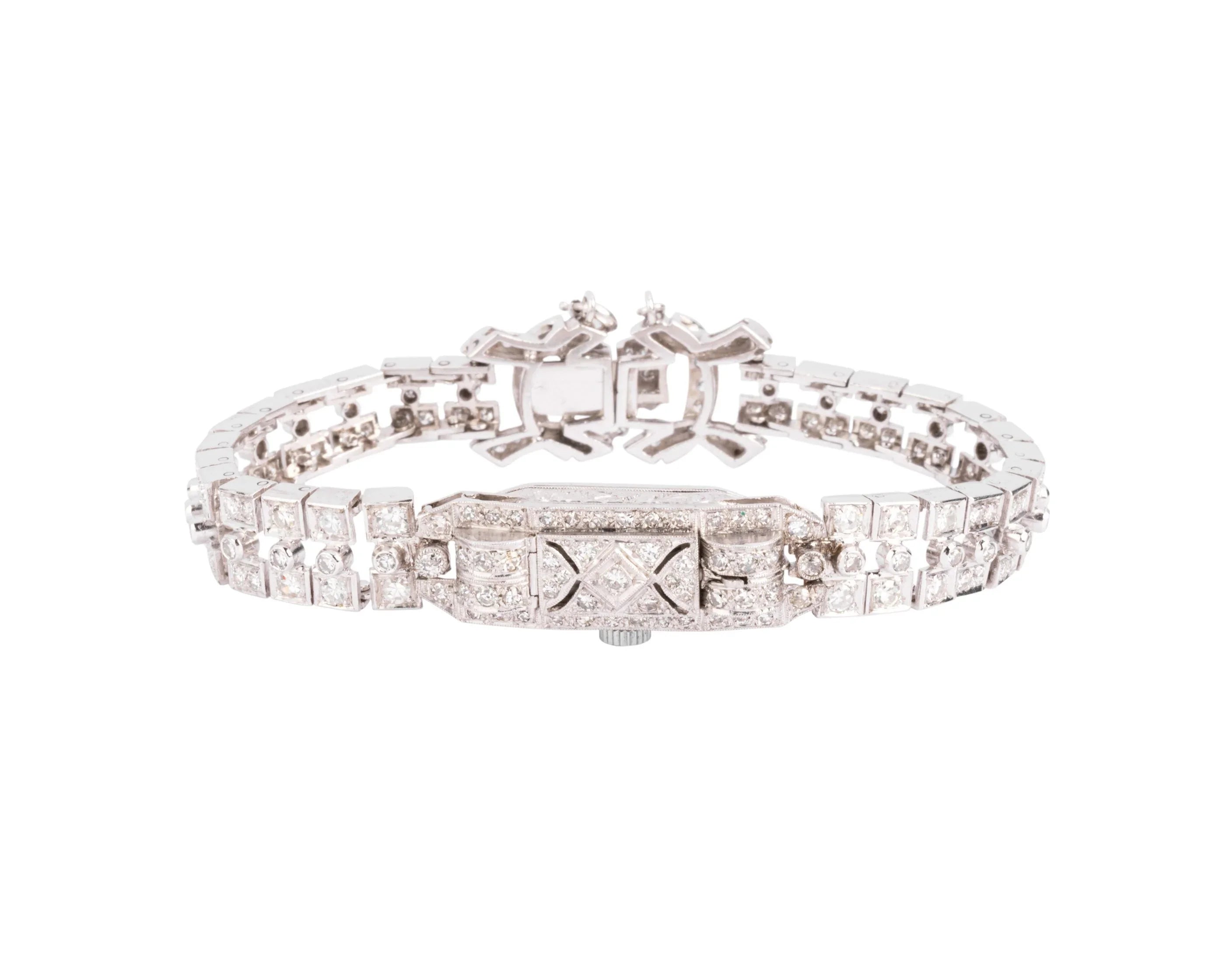 Platinum and white gold secret watch